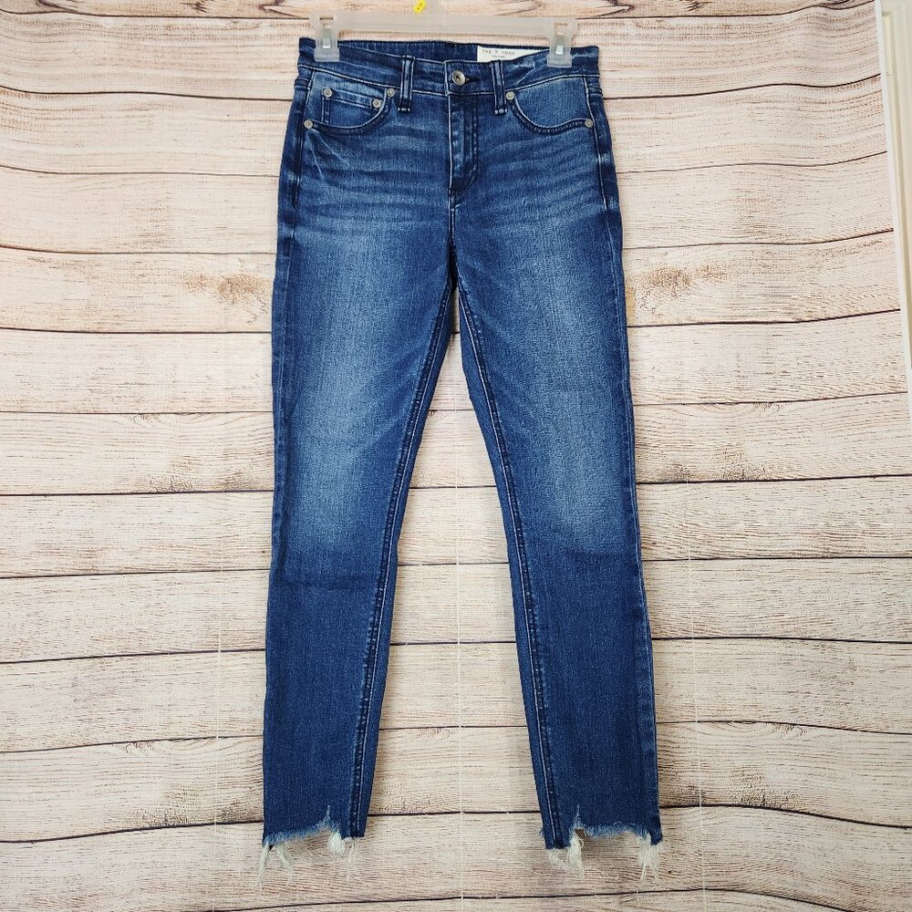 Rag & Bone Blue Jeans Women's 24 Cate Mid Rise Shorty Skinny Raw Hem Excellent